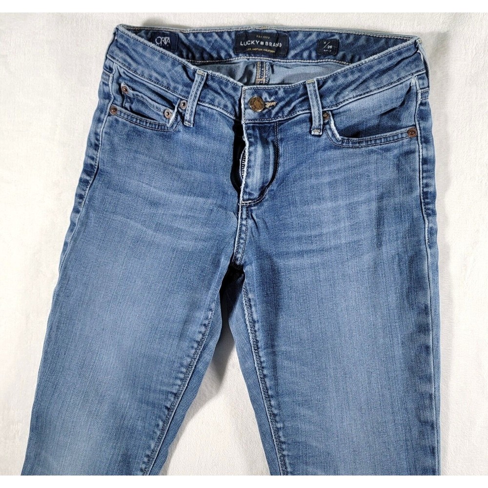 Lucky Brand Jeans Womens Lolita Skinny 2 / 26 Raw Hem Ankle Low Rise Medium Wash
